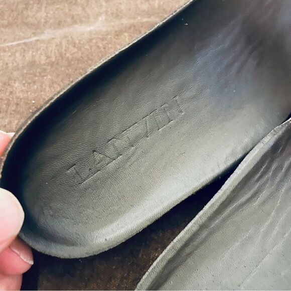 Lanvin designer high top sneakers red white blue plaid grey piping Womens 9 US - Picture 2 of 13